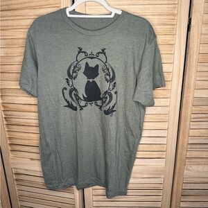 Stylish Olive Cat Graphic Tee